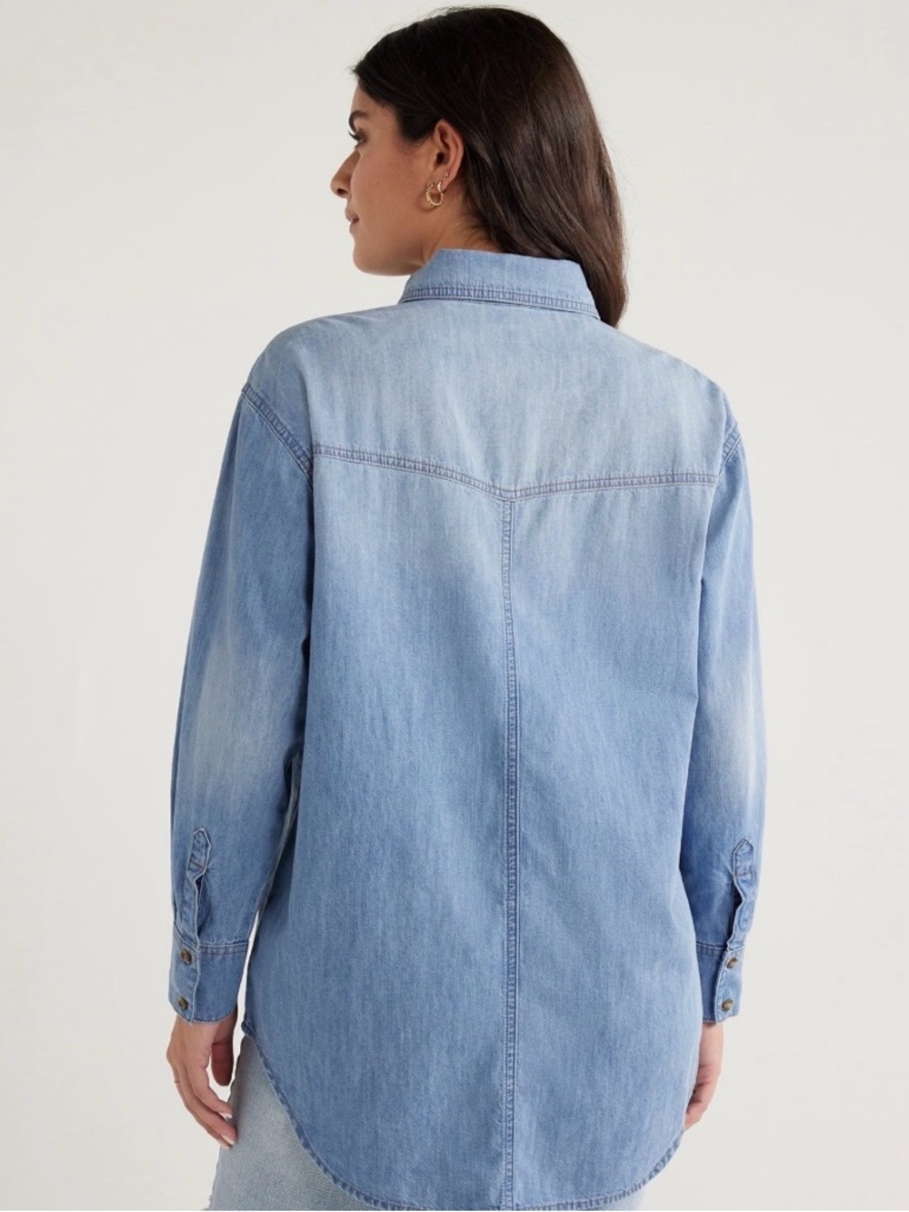 *NWOT* Sofia by Sofia Vergara Women's Oversized Denim Boyfriend Shirt, Small - Picture 2 of 14